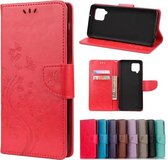 Voor Samsung Galaxy A42 5G vlinderbloempatroon horizontale flip lederen tas met houder & kaartsleuven en portemonnee (rood)
