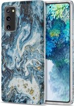 Voor Samsung Galaxy S20 FE TPU Gilt Marble Pattern beschermhoes (blauw)