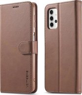 Voor Samsung Galaxy A32 5G LC.IMEEKE Kalf Textuur Horizontale Flip Leren Case, met Houder & Kaartsleuven & Portemonnee & Fotolijst (Koffie)