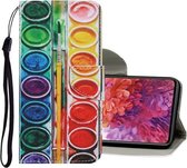 Voor Samsung Galaxy S20 FE 5G / S20 Lite Gekleurde tekening patroon Horizontale Flip PU lederen tas met houder & kaartsleuven & portemonnee & lanyard (oogschaduw)