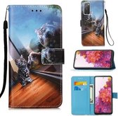 Voor Samsung Galaxy S20 FE 3D Schilderen Horizontale Flip Leren Case met Houder & Kaartsleuf & Lanyard (Spiegel Kat)