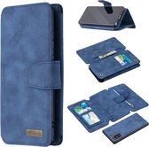 Voor Samsung Galaxy Note20 Afneembare Frosted Magnetische Horizontale Flip PU lederen tas met kaartsleuven & houder & rits Portemonnee & fotolijst (blauw)