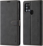 Voor Samsung Galaxy A21s Forwenw F1 Serie Mat Sterk Magnetisme Horizontale Flip Leren Case met Houder & Kaartsleuven & Portemonnee & Fotolijst (Zwart)