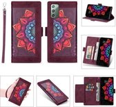 Voor Samsung Galaxy Note20 Afdrukken Tweekleurig Half Mandala-patroon Dubbelzijdige magnetische gesp Horizontale flip lederen tas met houder & kaartsleuven & portemonnee & fotolijst & lanyard