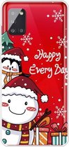 Voor Samsung Galaxy A51 Christmas Series Clear TPU beschermhoes (Cute Penguin Snowman)