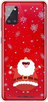 Voor Samsung Galaxy A51 Trendy Leuke Kerst Patroon Case Clear TPU Cover Telefoon Gevallen (Kerstman met Open Handen)