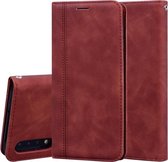 Voor Samsung Galaxy A50 Frosted Business Magnetische Horizontale Flip PU Leather Case met houder & kaartsleuf & Lanyard (bruin)