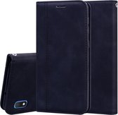 Voor Samsung Galaxy A10 Frosted Business Magnetische horizontale Flip PU lederen tas met houder & kaartsleuf & lanyard (zwart)