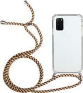 Voor Samsung Galaxy Note20 Four-Corner Anti-Fall transparante TPU beschermhoes met lanyard (bruin geel)