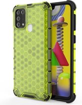 Voor Samsung Galaxy M31 schokbestendige honingraat pc + TPU-hoes (groen)