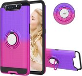 Voor Galaxy A80 / A90 2 in 1 pc + TPU beschermhoes met 360 graden roterende ringhouder (rose rood)