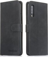 Voor Galaxy A30s / A50s Diaobaolee Pure Fresh Texture Horizontale Flip Leather Case, met houder & kaartsleuf & portemonnee & fotolijst (zwart)