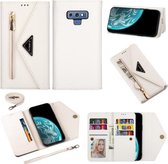 Voor Samsung Galaxy Note9 Skin Feel Rits Horizontale Flip Leren Case met Houder & Kaartsleuven & Fotolijst & Lanyard & Lang Touw (Wit)
