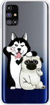 Voor Samsung Galaxy M31s schokbestendig geverfd transparant TPU beschermhoes (selfie hond)