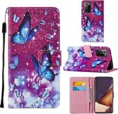 Voor Samsung Galaxy Note20 Ultra / 5G Cross Texture Painting Pattern Horizontale Flip lederen tas met houder & kaartsleuven & portemonnee & lanyard (paarse vlinder)