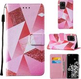 Voor Samsung Galaxy S20 Ultra Cross Texture Painting Pattern Horizontale Flip lederen hoes met houder & kaartsleuven & portemonnee & lanyard (roze ruit)