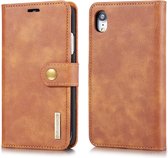 DG.MING Crazy Horse Texture Flip afneembaar magnetisch leren hoesje voor iPhone XR, met houder & kaartsleuven & portemonnee (bruin)