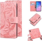 Voor Samsung Galaxy S10 Lite / A91 Tiger Embossing Pattern Horizontale Flip lederen tas met houder & kaartsleuven & portemonnee (roze)