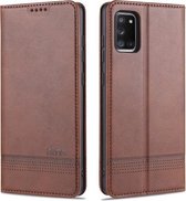 Voor Samsung Galaxy A31 AZNS Magnetische Kalfsstructuur Horizontale Flip Leren Case met Kaartsleuven & Houder & Portemonnee (Donkerbruin)