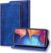 Voor Samsung Galaxy A20e Business Stitching Horizontale flip lederen hoes met dubbele vouw & beugel & kaartsleuven & fotolijst & portemonnee (saffierblauw)