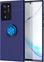 Voor Samsung Galaxy Note20 Ultra metalen ringhouder 360 graden roterende TPU-hoes (blauw + blauw) (blauw + blauw)