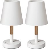 Set van twee nachtlampen - LED Tafel lampen in Scandinavisch design - LED lamp met houten afwerking - Bureaulamp