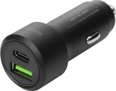 Deltaco – Autolader - USB en USB-C - 36W – Zwart