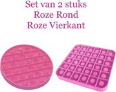 JvB Pop it Fidget toy - Roze set van 2 stuks - Vierkant - Rond - Stress verlagend - 2 stuks - Fidget popper - Fidget speelgoed - fidget toys pop it tiktok - fidget pad - Stress verlagend - Sp