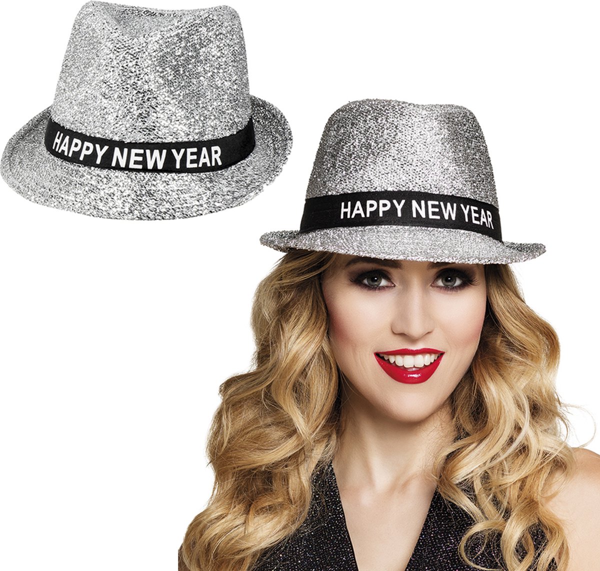 Boland - Hoed Sparkling 'HAPPY NEW YEAR' - Één maat - Volwassenen - Unisex  - | bol.com