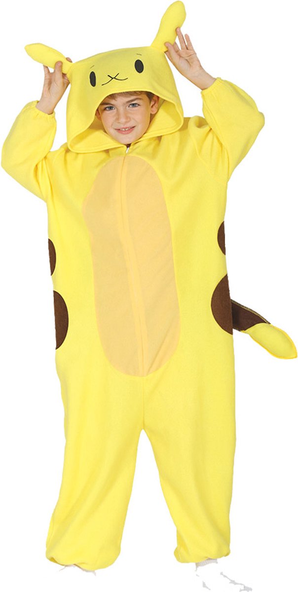 Gele cartoon chinchilla onesie voor kinderen 122/134