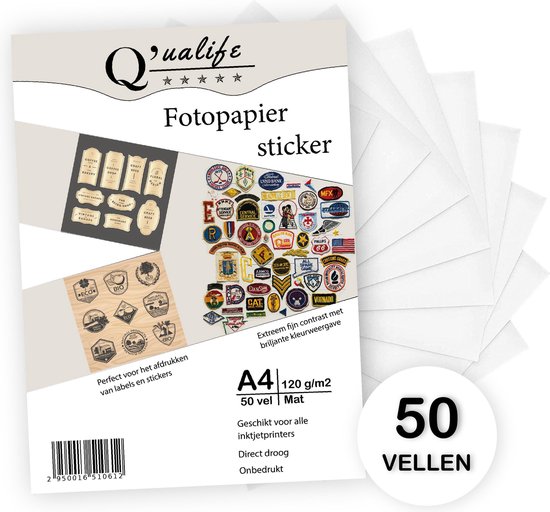 Schuur Zijn bekend naam Q'ualife® Stickervellen A4 – Sticker Papier voor Printer – Sticker Papier A4  – Foto... | bol.com