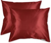 Beauty Pillow® - Satijnen Kussenslopen - Voordeelset - Duo Pack - 60x70 cm - Red
