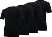 4-pak Heren t-shirts Gentlemen longfit ( extra lang ), 100% katoen voorgekrompen zwart V-hals M