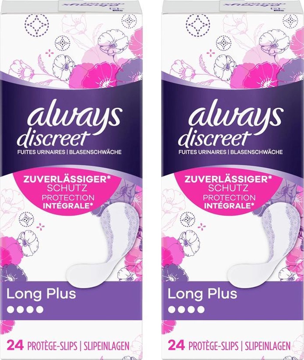 Goedkoopste Always Incontinentie verband Discreet Urineverlies Long Plus - 48 inlegkruisjes (2x24