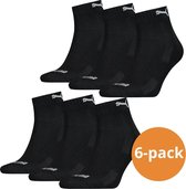 Puma Quarter Sokken Zwart - 6 paar zwarte enkelsokken - Maat 35/38