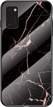 Mobigear Hoesje geschikt voor Samsung Galaxy A41 Telefoonhoesje Gehard Glas | Mobigear Marble Glass Backcover | Galaxy A41 Case | Back Cover - Zwart