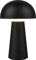 LED Tafellamp - Tafelverlichting - Trion Lenio - 2W - Warm Wit 3000K - Dimbaar - USB Oplaadbaar - Spatwaterdicht IP44 - Rond - Mat Zwart - Kunststof