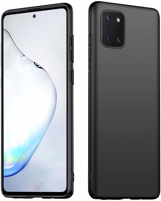 Coque en TPU noir pour Samsung Galaxy Note 10 Lite, vue avant et arrière.