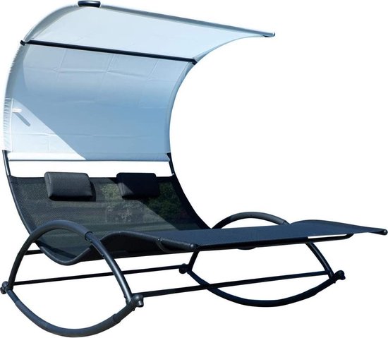 Dubbele schommelstoel Ligstoel van ademende kunststof met hoofdkussen en  ergonomisch... | bol.com