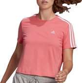 adidas adidas Essentials Cropped Sportshirt - Maat M  - Vrouwen - roze - wit