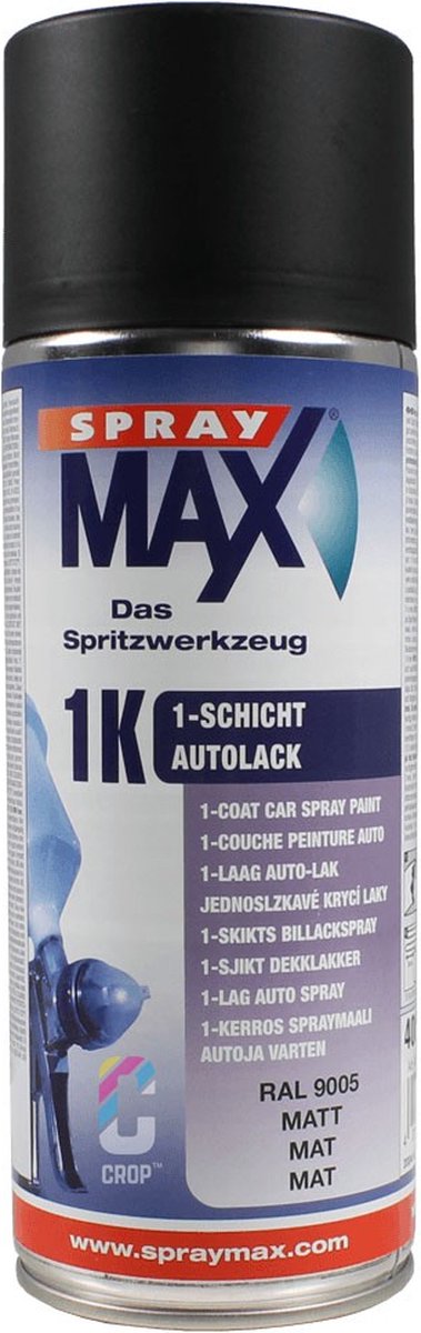 SprayMax 1K Lak Zwart in Spuitbus - Mat