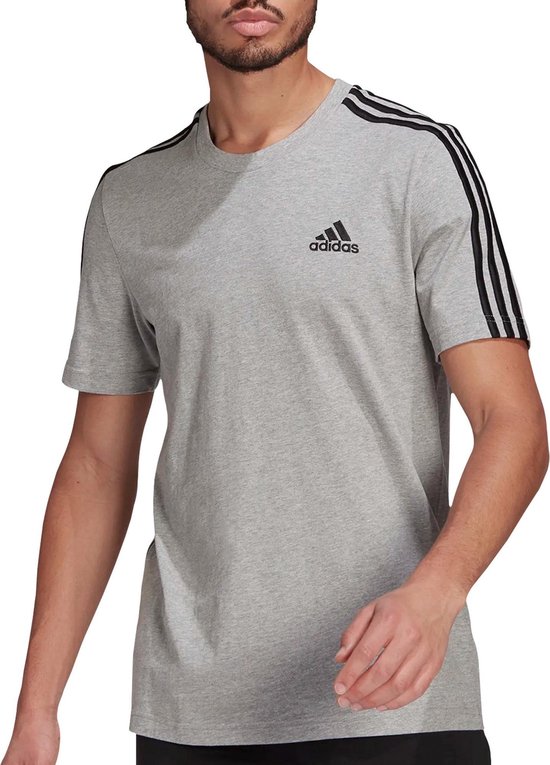 Adidas adidas Essentials 3-stripes Sportshirt -  - Mannen - grijs - zwart