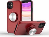 TPU + PC 2-in-1 schokbestendig hoesje met magnetische ronde autohouder voor iPhone 11 Pro (rood)