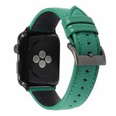 Litchi Texture lederen horlogeband voor Apple Watch Series 6 & SE & 5 & 4 44 mm / 3 & 2 & 1 42 mm (groen)