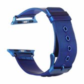 Geschikt voor Apple Watch Series 6 & SE & 5 & 4 44mm / 3 & 2 & 1 42mm Milanese roestvrijstalen horlogeband met dubbele gesp (blauw)