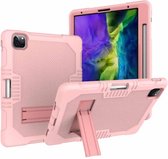 Contrastkleur Robot schokbestendig siliconen + pc-beschermhoes met houder voor iPad Pro 12,9 inch (2018/2020) (roségoud)