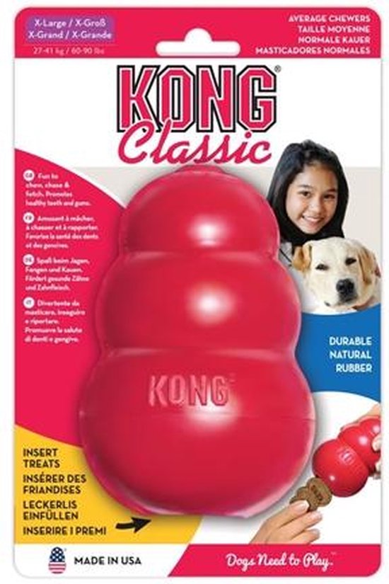 KONG Classic - Snackbal Honden Speelgoed - Rubber - 8.9 cm - Rood - Maat M - KONG