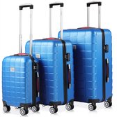 Bol.com Monazana Kofferset Exopack 3-delig – TSA slot Wielen - Blauw aanbieding