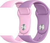 2 sport bandjes geschikt voor Apple Smartwatch 42/44 S/M – YOUNIQ – Roze Zand & Licht Paars – iWatch Series 1/2/3/4/5/6/SE - Horloge Band Strap geschikt voor Apple Watch