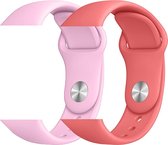 2 sport bandjes geschikt voor Apple Smartwatch 42/44 S/M – YOUNIQ – Roze Zand & Koraal Rood – iWatch Series 1/2/3/4/5/6/SE - Horloge Band Strap geschikt voor Apple Watch